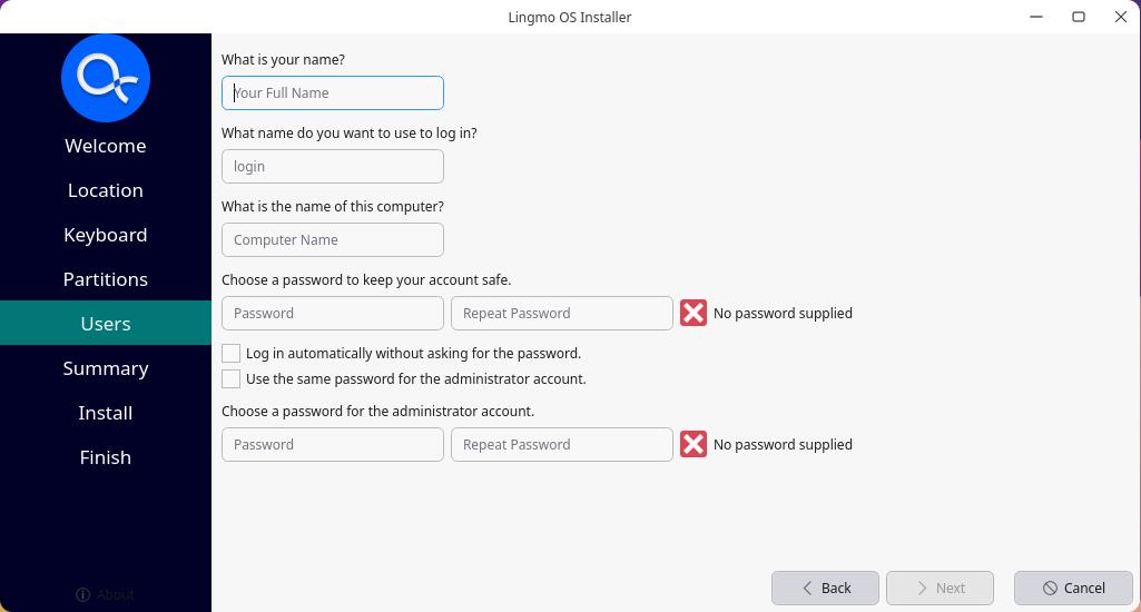 Create your login details